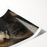 Abstract figurative art print showcasing vibrant colors and dynamic shapes, rolled for easy transport, perfect for modern home decor.