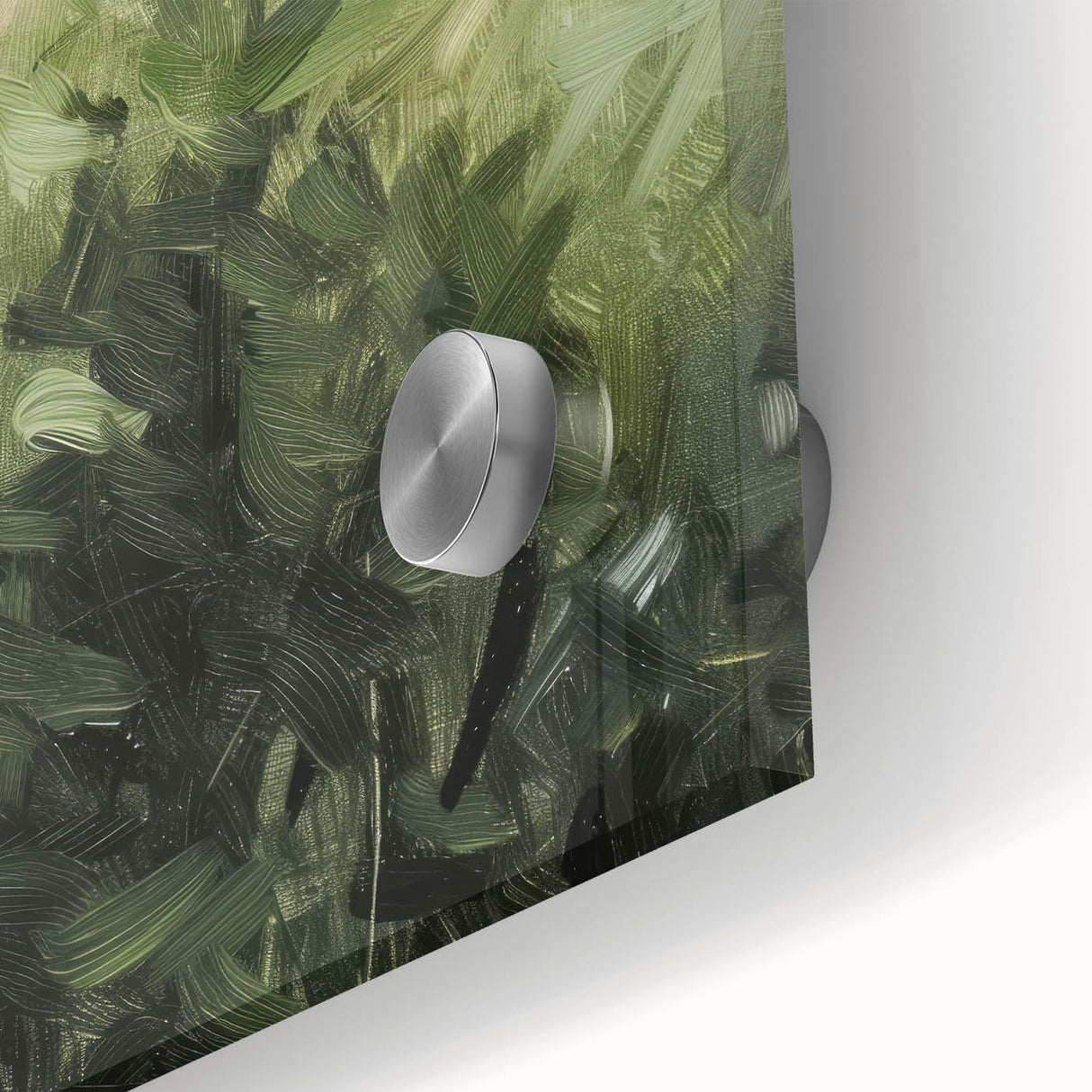 Close-up of an abstract floral design on acrylic glass, showcasing vibrant colors and intricate details, perfect for modern home decor or art enthusiasts.
