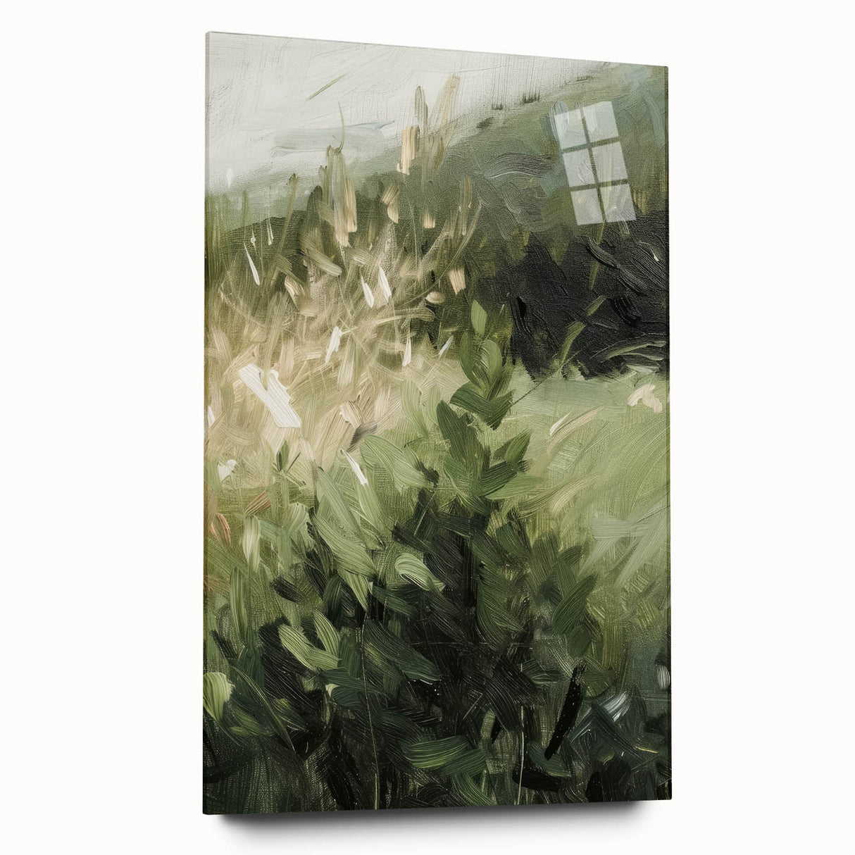 Abstract floral acrylic artwork displayed in a glass frame, showcasing vibrant colors and intricate patterns, ideal for modern home decor and artistic accents.