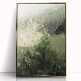 Abstract floral artwork displayed in a gold-framed acrylic setting, showcasing vibrant colors and intricate designs, perfect for modern home decor.
