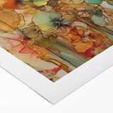 Abstract floral rolled canvas artwork showcasing vibrant colors and intricate patterns, perfect for modern home decor. The design features bold hues of pink, blue, and green, creating a lively and elegant aesthetic. Ideal for enhancing interior spaces with a touch of creativity and style.