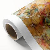 Abstract floral design on rolled canvas showcasing vibrant colors and intricate patterns, packaged securely in a protective cardboard tube for wall art decor.