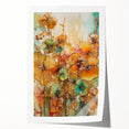 Abstract floral rolled canvas print showcasing vibrant colors and intricate designs, elegantly packaged in a protective cardboard tube for easy display and shipping.