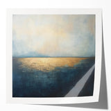 Abstract landscape art print featuring vibrant colors and dynamic textures, showcased in a glossy finish, ideal for modern home decor and artistic displays.