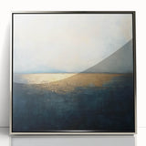 Framed abstract landscape artwork showcasing a silver-accented design with a modern aesthetic, enhancing contemporary decor for homes or offices.