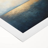 Abstract landscape rolled canvas art showcasing vibrant colors of blue, green, and gold, perfect for modern home decor. Ideal for adding a serene touch to any room.