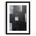 Abstract minimalist wall art in a sleek black frame, showcasing geometric patterns and soft color tones, ideal for modern home decor enhancement.