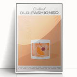 Art deco poster featuring stylized food and drinks, in muted pastel colors on a white acrylic framed print.