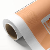 Art deco poster featuring assorted fruits in bold colors on a rolled canvas, ideal for nursery wall art.