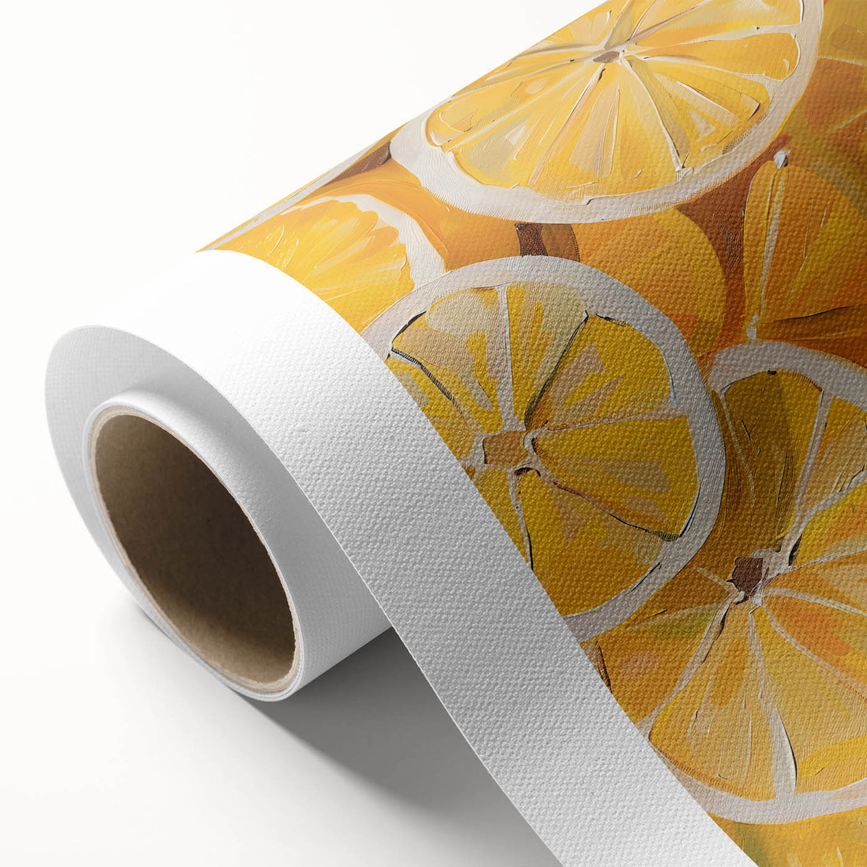 Art Deco poster of assorted fruits in vibrant colors on rolled canvas, ideal for nursery wall art or dining room.