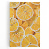 Black and white large art canvas of assorted fruits, ideal for kitchen wall art.