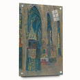 Gothic Realism Art Print of Košice Cathedral Interior with Stained Glass