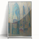 Gothic Realism Art Print of Košice Cathedral Interior with Stained Glass