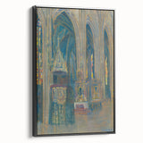 Gothic Realism Art Print of Košice Cathedral Interior with Stained Glass