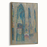 Gothic Realism Art Print of Košice Cathedral Interior with Stained Glass