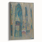 Gothic Realism Art Print of Košice Cathedral Interior with Stained Glass