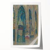 Gothic Realism Art Print of Košice Cathedral Interior with Stained Glass
