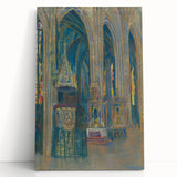 Gothic Realism Art Print of Košice Cathedral Interior with Stained Glass