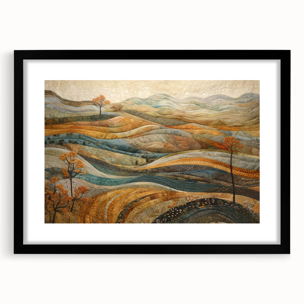Extra large abstract art print featuring textured autumn hues on canvas, ideal for living room decor.