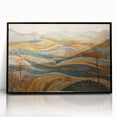 Large abstract wall art featuring warm autumnal hues on a framed acrylic print, ideal for modern living room decor.