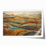 Extra large rolled print of autumnal floral art in warm orange and red tones, ideal for dining room wall decor.