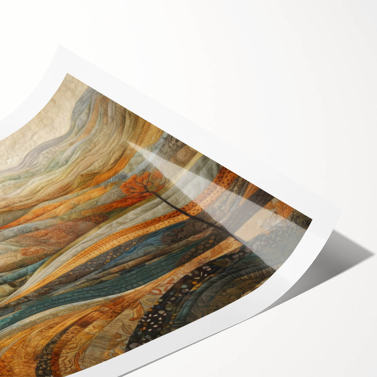Extra large wall art featuring line art flowers in muted autumn tones on a rolled canvas, ideal for large living room decor.