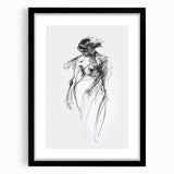 Abstract figurative black frame featuring a sleek mat, showcasing a modern artistic design, perfect for enhancing contemporary home decor and gallery walls.