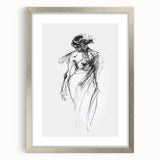 Abstract figurative artwork framed with a silver mat, showcasing intricate designs and vibrant colors, perfect for modern home decor. Ideal for art enthusiasts seeking elegance.