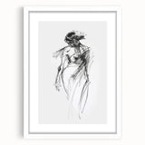 Abstract figurative art frame with a white mat, showcasing a modern design in a contemporary setting, perfect for enhancing any interior decor.