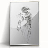 Framed abstract figurative artwork with a silver-acrylic finish, showcasing a modern design that adds elegance to any interior space. Ideal for contemporary decor enthusiasts.