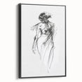 Abstract figurative framed canvas artwork showcasing a dynamic black design, viewed from the side, perfect for modern home decor and artistic expression.