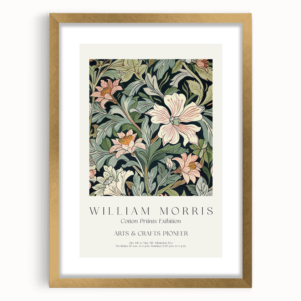 Elegant abstract floral frame with a gold mat, showcasing vibrant colors and intricate designs, perfect for enhancing modern home decor aesthetics.