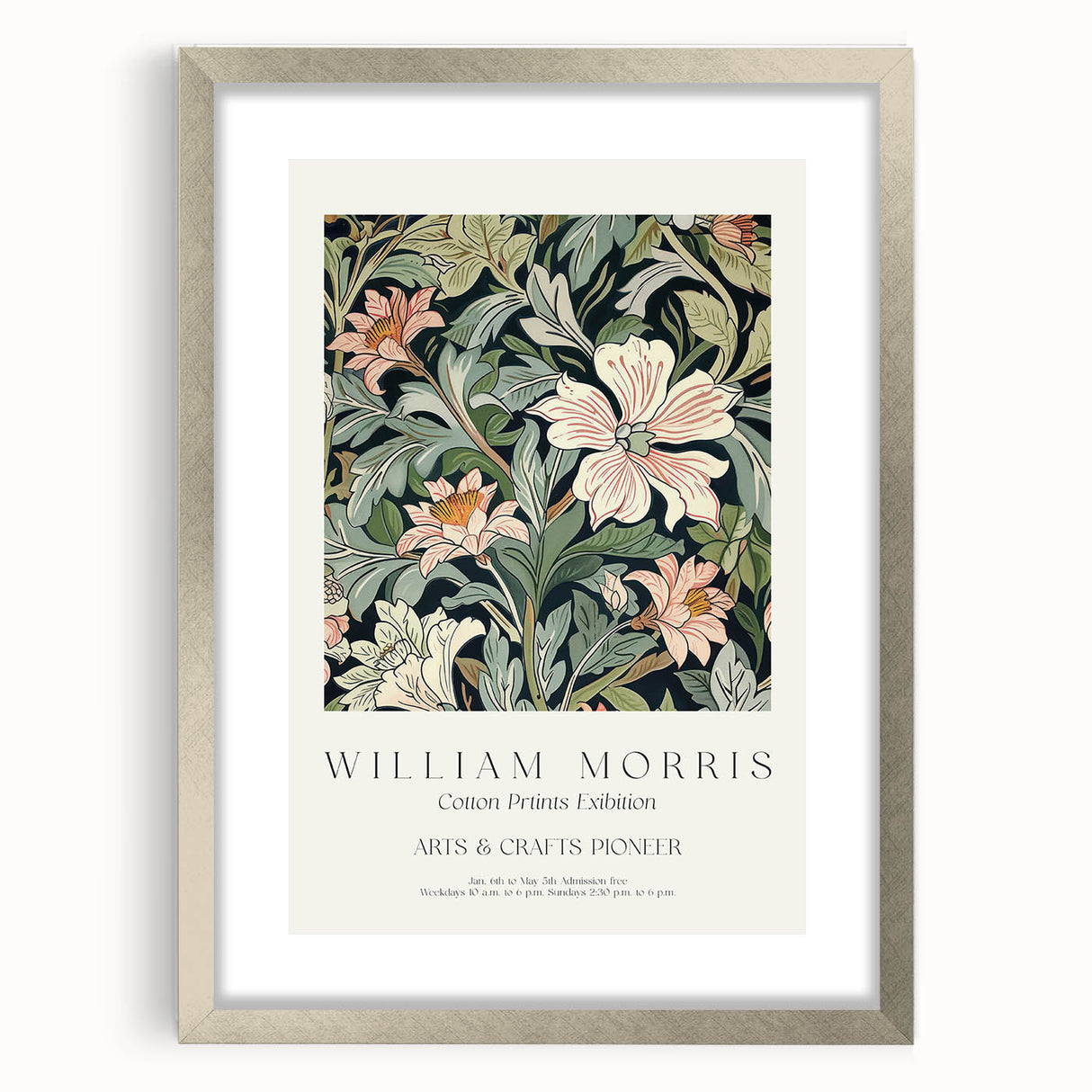 Abstract floral artwork displayed in a silver frame with a mat, showcasing vibrant colors and intricate designs, ideal for home decor enhancement.
