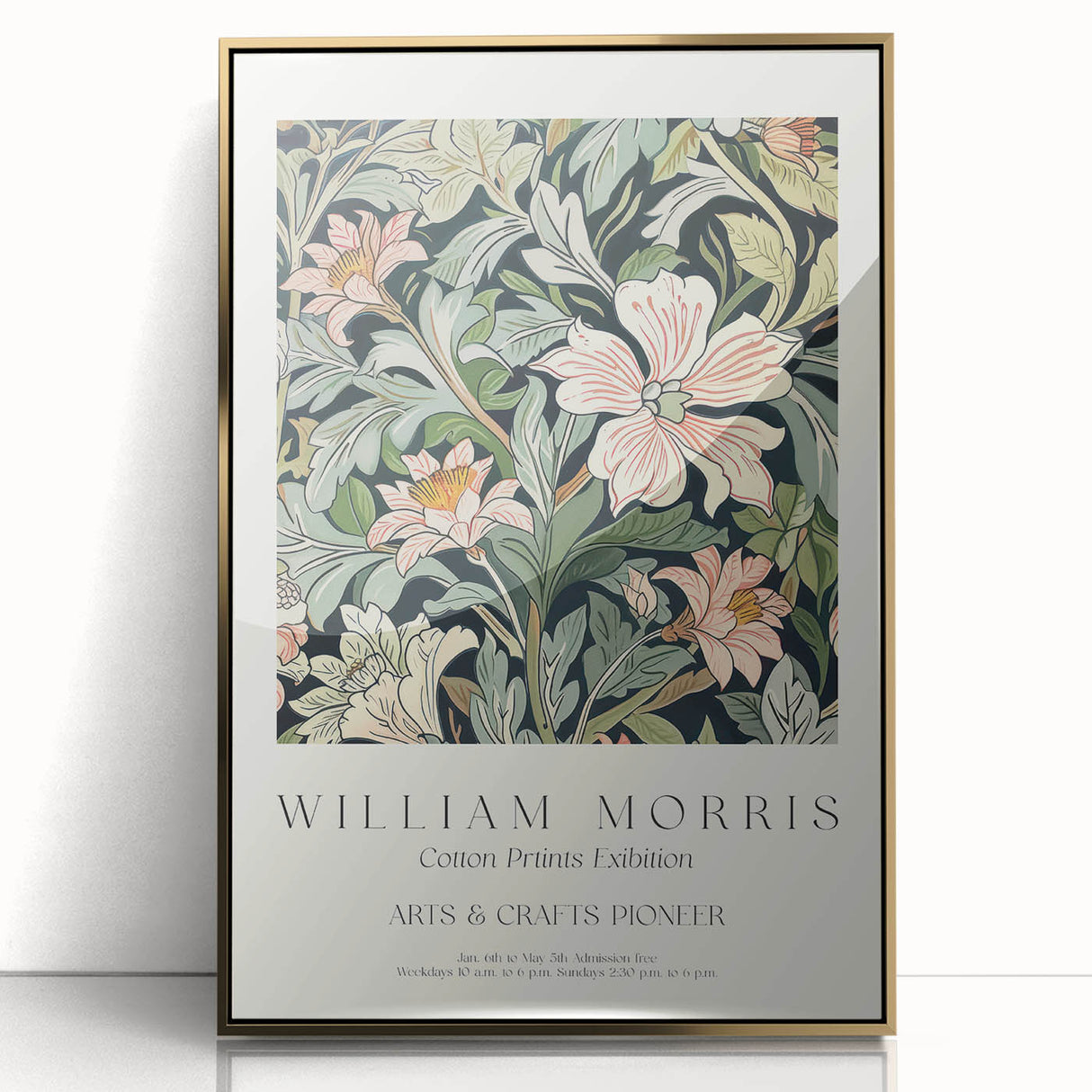 Framed acrylic artwork showcasing vibrant abstract florals in gold tones, elegantly displayed from the front, perfect for modern home decor.