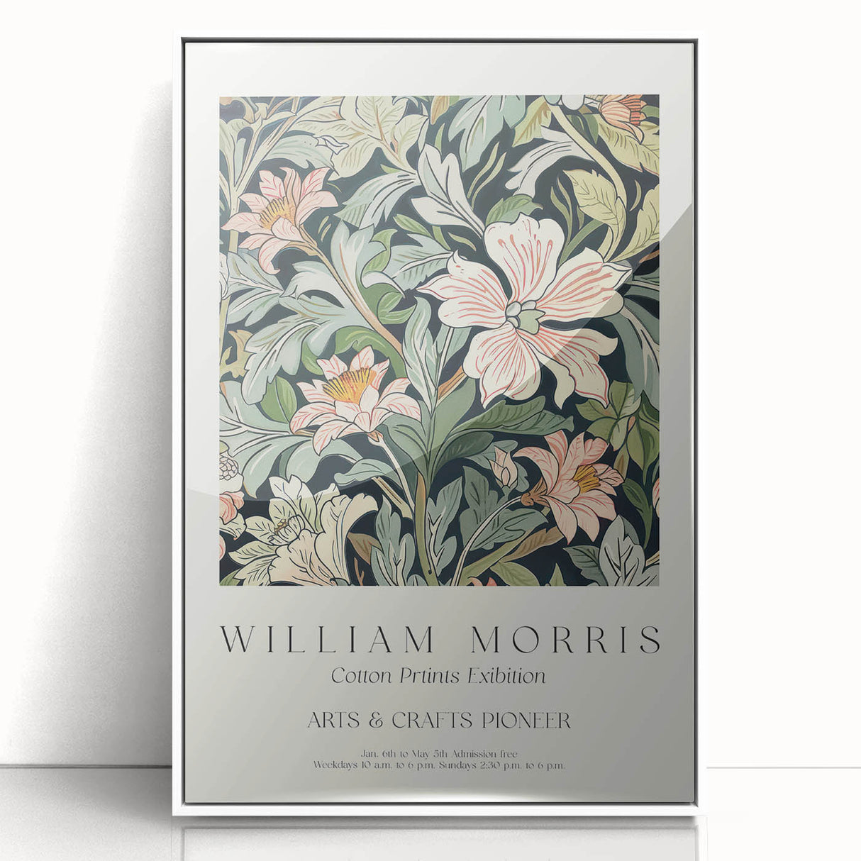Framed acrylic wall art showcasing an abstract floral design in vibrant colors, set against a white background, perfect for modern home decor.