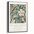 Framed canvas artwork showcasing abstract floral designs in vibrant colors, set against a black background, emphasizing modern home decor elegance.