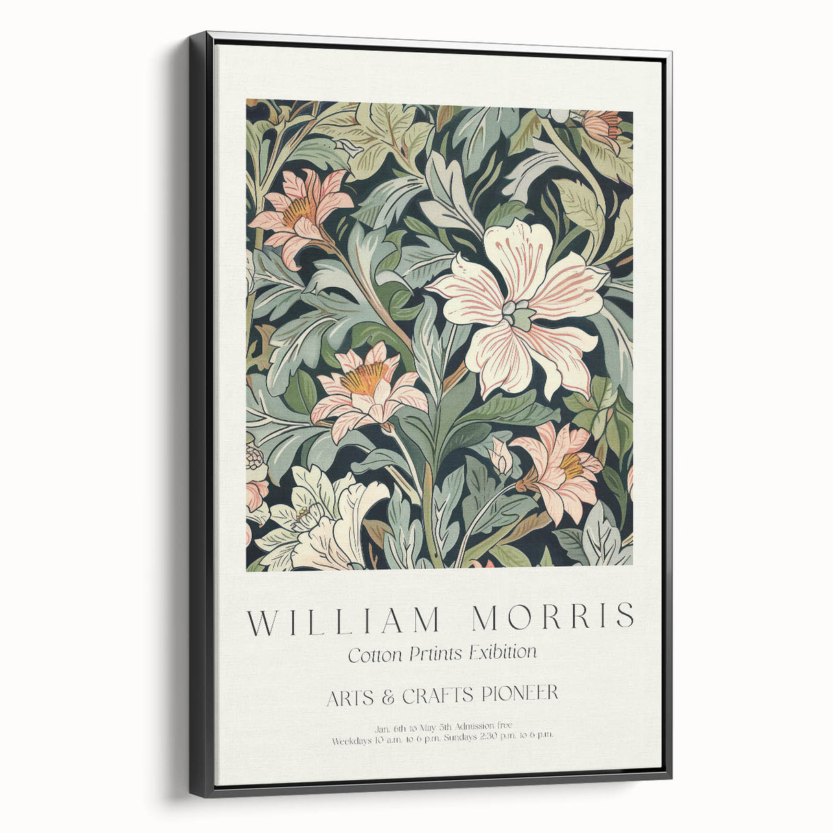 Framed canvas artwork showcasing abstract floral designs in vibrant colors, set against a black background, emphasizing modern home decor elegance.