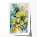 Abstract floral rolled print showcasing vibrant colors and intricate designs, ideal for home decor or art display, packaged securely in a protective tube.