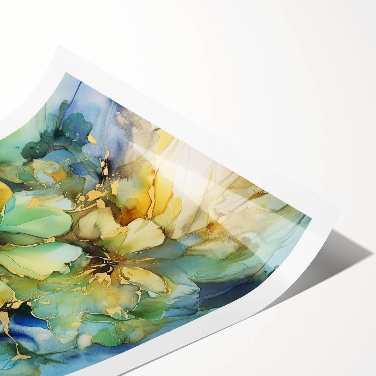 Vibrant abstract floral rolled print showcasing bold colors and intricate patterns, perfect for home decor or art enthusiasts, elegantly packaged in a protective tube.