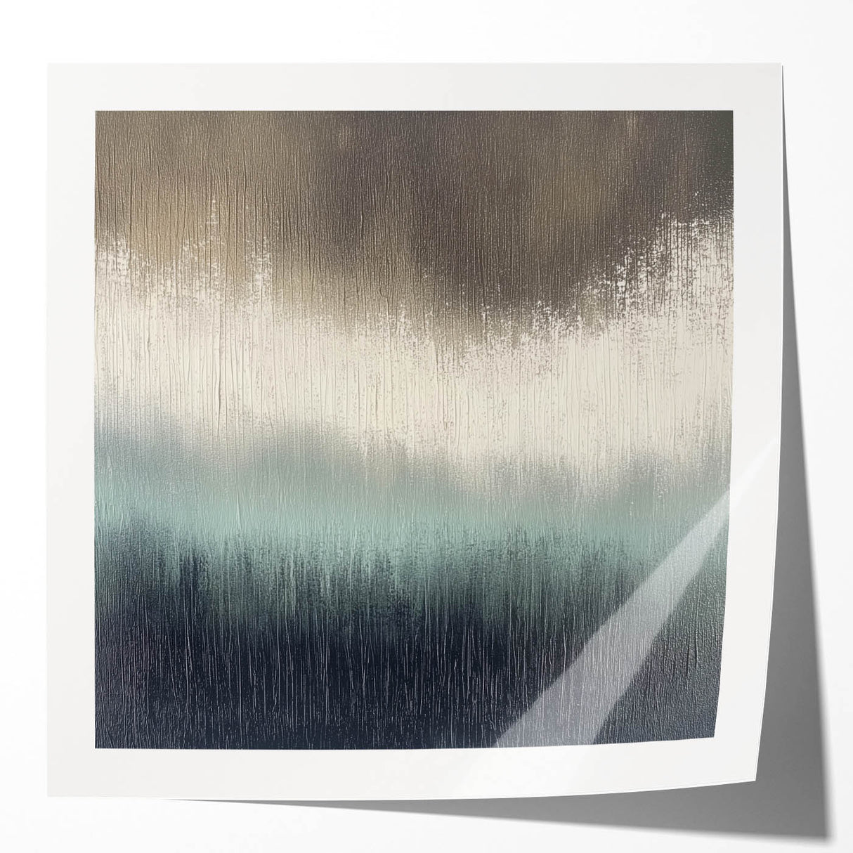 Abstract landscape art print showcasing vibrant colors and fluid shapes, presented in a glossy finish. Ideal for modern home decor or gallery spaces.
