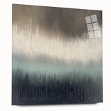 Abstract landscape artwork printed on acrylic glass, showcasing vibrant colors and fluid shapes in a side view. Ideal for modern home decor and artistic displays.