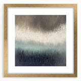 Abstract landscape artwork framed in gold with a mat, showcasing a serene blend of earthy tones and soft textures, ideal for modern home decor.