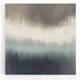Abstract landscape stretched canvas artwork showcasing vibrant blue and green hues with textured brush strokes, perfect for modern home decor. Ideal for adding a serene ambiance to living spaces or offices.