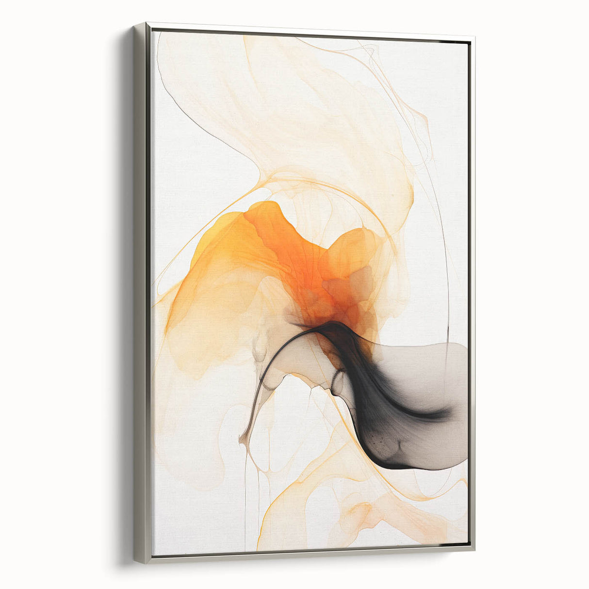 Framed abstract minimalist wall art in silver, showcasing a sleek design with subtle textures. Perfect for modern home decor, adding elegance to any room.