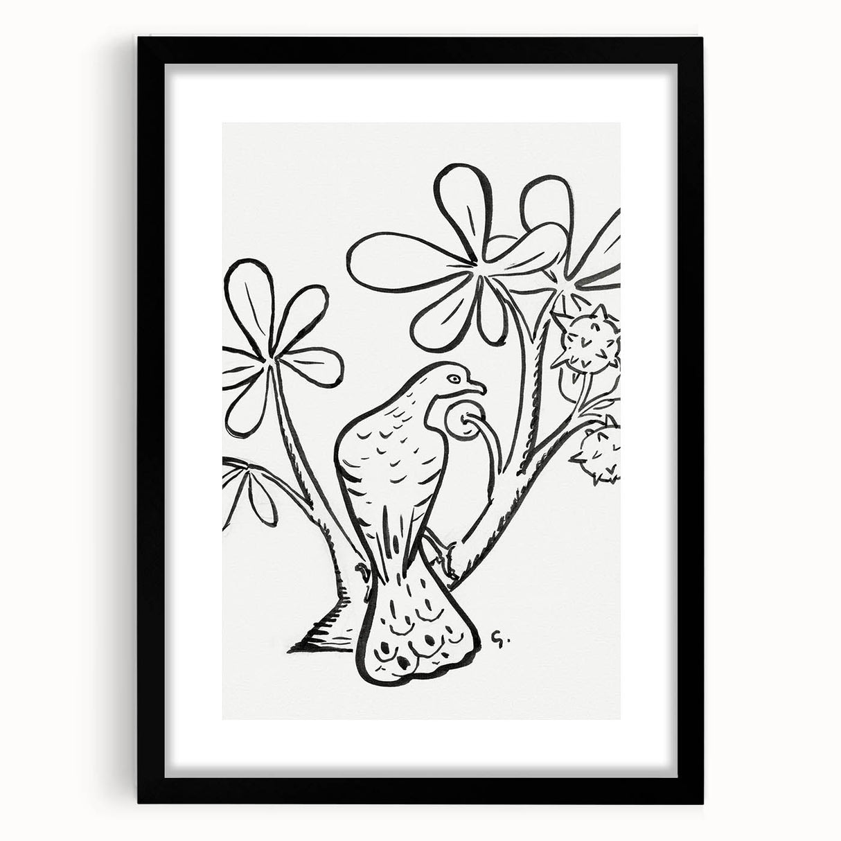 Expressionist Art - Pigeon on Chestnut Tree Abstract Wall Art