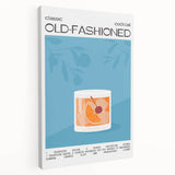 Large stretched canvas featuring a colorful illustration of various fruits and beverages, ideal for kitchen wall art.