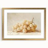 Extra large abstract art print featuring textured fruits in vibrant colors on a gold-framed canvas.