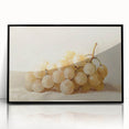 Large abstract wall art featuring a variety of fruits in muted tones on a framed acrylic panel, ideal for kitchen wall decor.