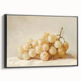 Black and white framed canvas of vintage-style fruit illustrations, suitable for bedroom wall art.