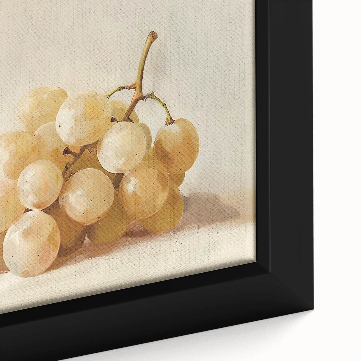 Extra large black wall art on canvas featuring a close-up of colorful, textured fruits, ideal for living room decor.